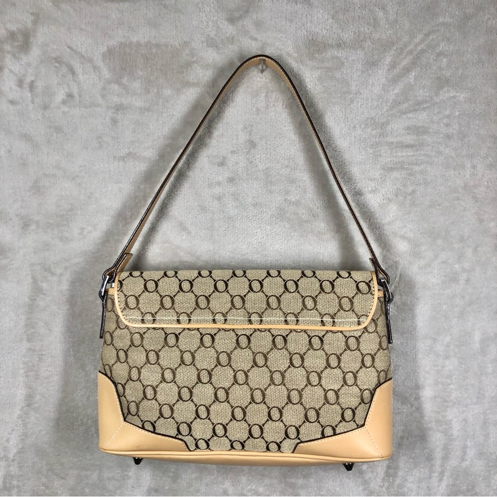 Vintage Oroton Monogram Canvas Shoulder Bag Tan Brown 90s Y2K Luxury Designer - Picture 2 of 14